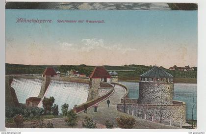 (71046) AK Möhnesee, Möhnetalsperre, Sperrmauer mit Wasserfall, 1925