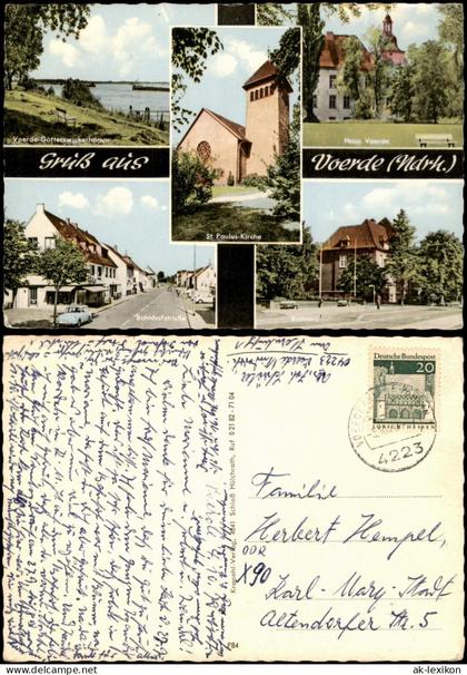 Ansichtskarte Voerde (Niederrhein) MB Kirche Bahnhofstraße Rathaus 1969