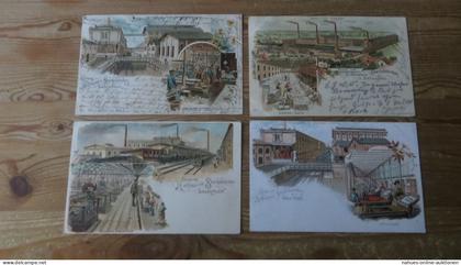 Bad Salzuflen Kreis Lippe 9 Stück Litho Ansichtskarten Reklame Hoffmann Stärke