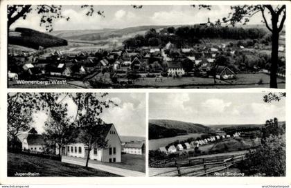 CPA Bad Wünnenberg in Westfalen, Straßenpartie, Panorama, Neue Siedlung, Jugendheim