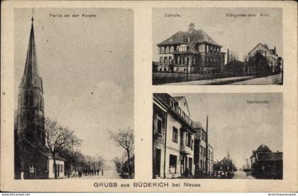 CPA Büderich Meerbusch am Niederrhein, Kirche, Bürgermeisteramt, Schule, Dorfstraße