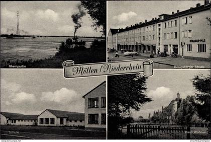 CPA Möllen Voerde Nordrhein Westfalen, Rheinpartie, Schule, Haus Wohnung, Königsberger Straße