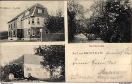 CPA Rickelrath Wegberg Nordrhein Westfalen, Restaurant Becker, Wassermühle, Garten