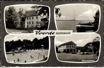 CPA Voerde am Niederrhein, Haus Voerde, Rheinpartie, Freibad, Alexanderschule