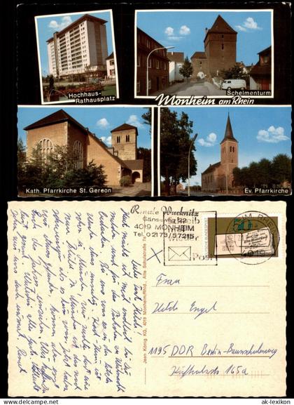 Monheim am Rhein Ortsansichten u.a. Hochhaus-Rathausplatz Schelmenturm    1981