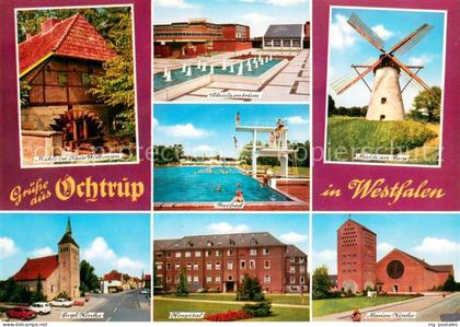 Ochtrup Muehle Wasserrad Freibad Schulzentrum Wasserspiele Windmuehle Kirche Hos