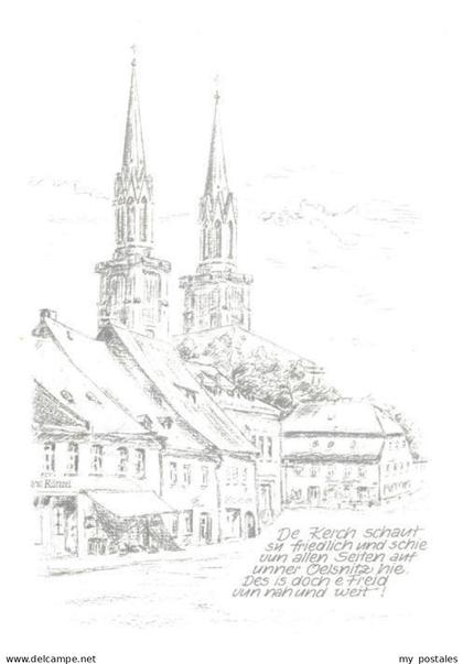 Oelsnitz Vogtland Kirche Zeichnung Anneliese Spranger