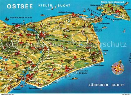 Oldenburg Holstein uebersichtskarte mit Insel Fehmarn