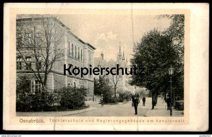 ALTE POSTKARTE OSNABRÜCK TÖCHTERSCHULE UND REGIERUNGSGEBÄUDE AM KANZLERWALL cpa postcard AK Ansichtskarte
