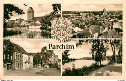 Parchim Stadtpanorama Kirche Ortszentrum Partie am Wasser