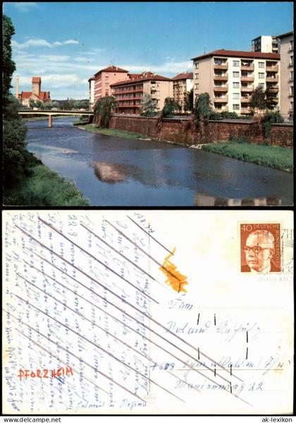 Ansichtskarte Pforzheim Ansicht von Pforzheim mit Auerbrücke 1974