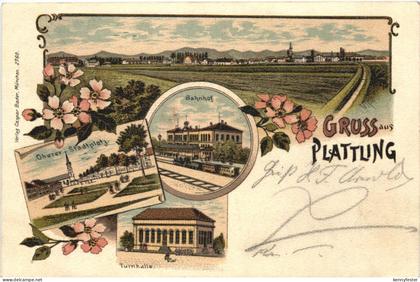 Gruss aus Plattling - Litho