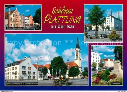 Plattling Isar Bayern Buergerspital Ludwigplatz Rathaus Stadtpfarrkirche Denkmal