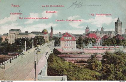 AK Posen Paulikirche Theaterbrücke Stadtheater Posen 1905 gelaufen Postkarte