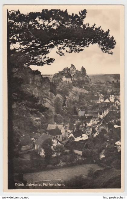 (17689) Foto AK Pottenstein, Ortsansicht mit Burg Pottenstein,, vor 1945
