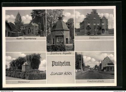 AK Pulheim /Landkr. Köln, Kath. Pfarrkirche, Rathaus, Venloerstrasse