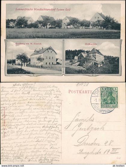 Karsdorf (ehemals Wendisch-Carsdorf)-Rabenau 3 Bild. Gasthaus , Handlung 1913