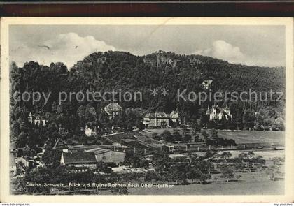 Rathen Saechsische Schweiz Blick von der Ruine Rathen nach Oberrathen