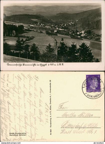 Ansichtskarte Rechenberg-Bienenmühle Panoramablick auf die Sommerfrische 1942