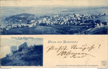 CPA Birkenfeld an der Nahe, Panorama mit Bahnhof, Ruine Burg Birkenfeld