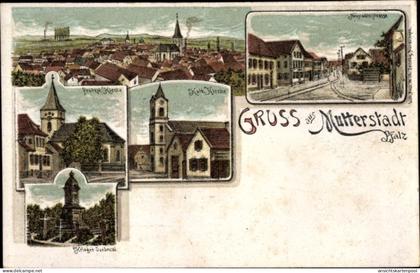 CPA Mutterstadt in der Pfalz, Prot. u. Kath. Kirche, Neustädter Straße