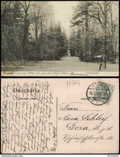 Ansichtskarte Rötha Partie im Schloßpark 1908