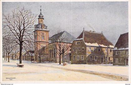 Rüsselsheim a.Main - Marktplatz m.Kirche u.altem Rathaus Künstlerkarte F.W.Wagner