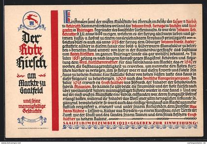 AK Saalfeld / Saale, Gasthaus zum roten Hirschen am Markte