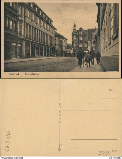 Ansichtskarte Staßfurt Stassfurt Steinstraße, belebt Geschäfte 1928