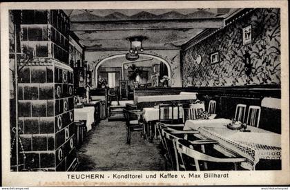 CPA Teuchern im Burgenlandkreis, Cafe, Inh. M. Billhardt, Innenansicht, Konditorei
