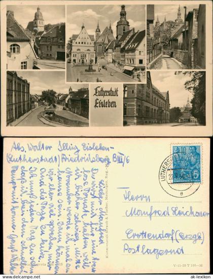 Eisleben Lutherstadt Eisleben DDR Mehrbildkarte mit div. Ortsansichten 1958
