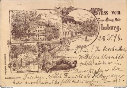 Lithographie Loburg Möckern in Saxe Anhalt, Truppenübungsplatz