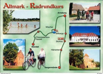 Tangermünde ALTMARK Radrundkurs Tangermünde-Arneburg-Stendal, Mehrbildkarte 2002