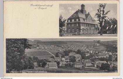 (101144) AK Burkhardtsdorf, Erzgebirge, Rathaus, Panorama, bis 1953