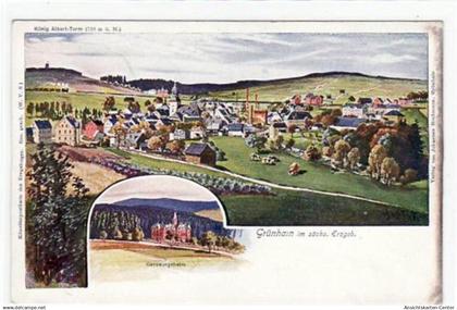 39038144 - Gruenhain, Kuenstlerkarte und Genesungsheim. ungelaufen um 1900 Gute Erhaltung.