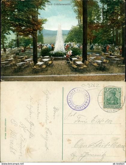 Ansichtskarte Lichtenwalde-Niederwiesa Restauration im Park 1911