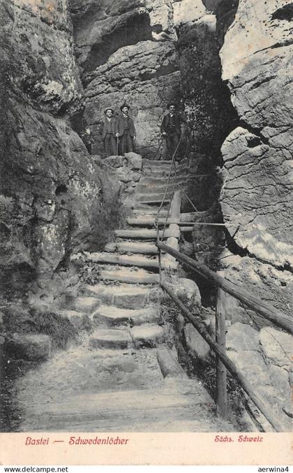 Bastei Schwedenlöcher Sächs. Schweiz Postkarte AK 1909