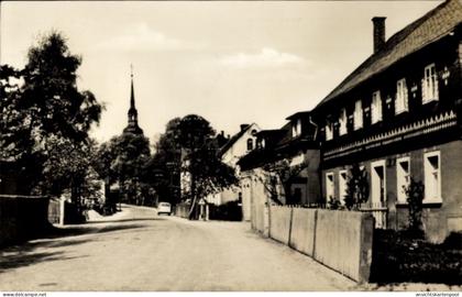 CPA Burkau in Sachsen, Straßenpartie, Kirche