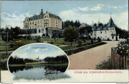 CPA Johannisbad Schmeckwitz Räckelwitz Oberlausitz, Handricksteich