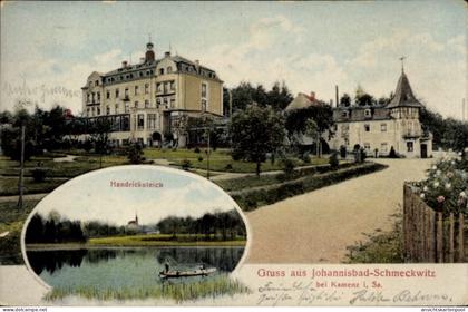 CPA Johannisbad Schmeckwitz Räckelwitz Oberlausitz, Handricksteich, Moor- und Eisenschwefelbad