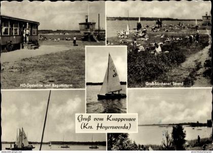 CPA Lohsa in der Oberlausitz, Knappensee, HO Gaststätte und Regattaturm, Groß-Särchener Strand