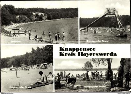 CPA Lohsa in der Oberlausitz, Knappensee, Kanppenroder Strand, Steilküste, Rutschbahn