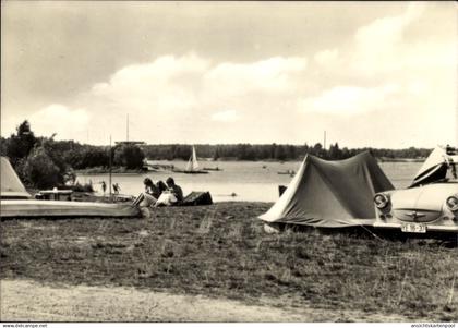 CPA Lohsa in der Oberlausitz, Knappensee, Zelte am Ufer, Auto