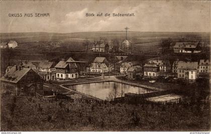CPA Sehma Sehmatal im Erzgebirge, Blick auf die Badeanstalt