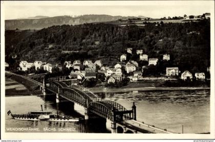 CPA Wendischfähre an der Elbe Rathmannsdorf Sachsen, Brücke