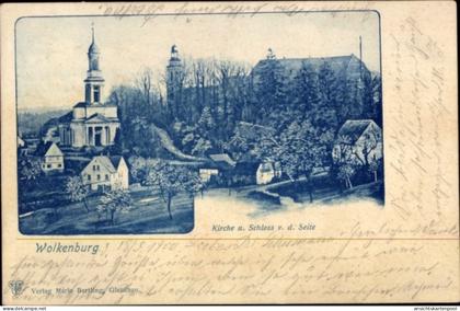 CPA Wolkenburg Kaufungen Limbach Oberfrohna Sachsen, Kirche, Schloss