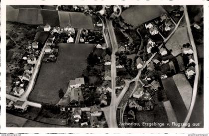CPA Zschorlau im Erzgebirge, Luftaufnahme von Erzgebirge, Häuser, Straßen, Felder