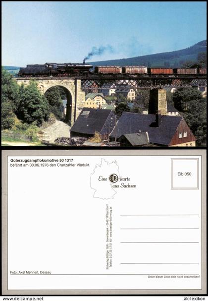 Cranzahl-Sehmatal 1995/Güterzugdampflokomotive 501317 auf Cranzahler Viadukt 1976
