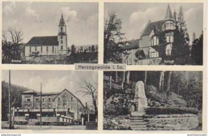 Herzogswalde Mehrbildkarte Kirche Schloß gl1932 #86.582