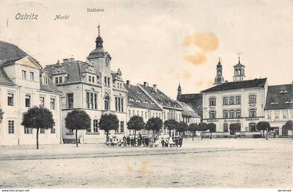 Ostritz Oberlausitz Markt Rathaus , Kinder mit Fahrrad Postkarte 1909